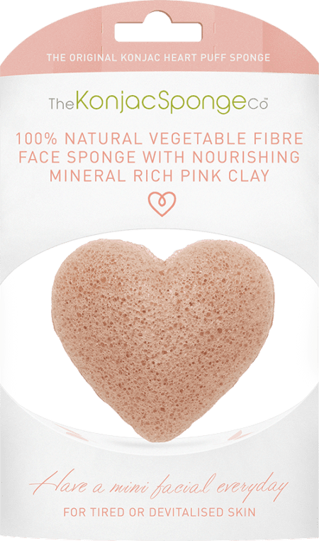 Konjac Heart Sponge Pink French Clay | Cosmetica-shop.com